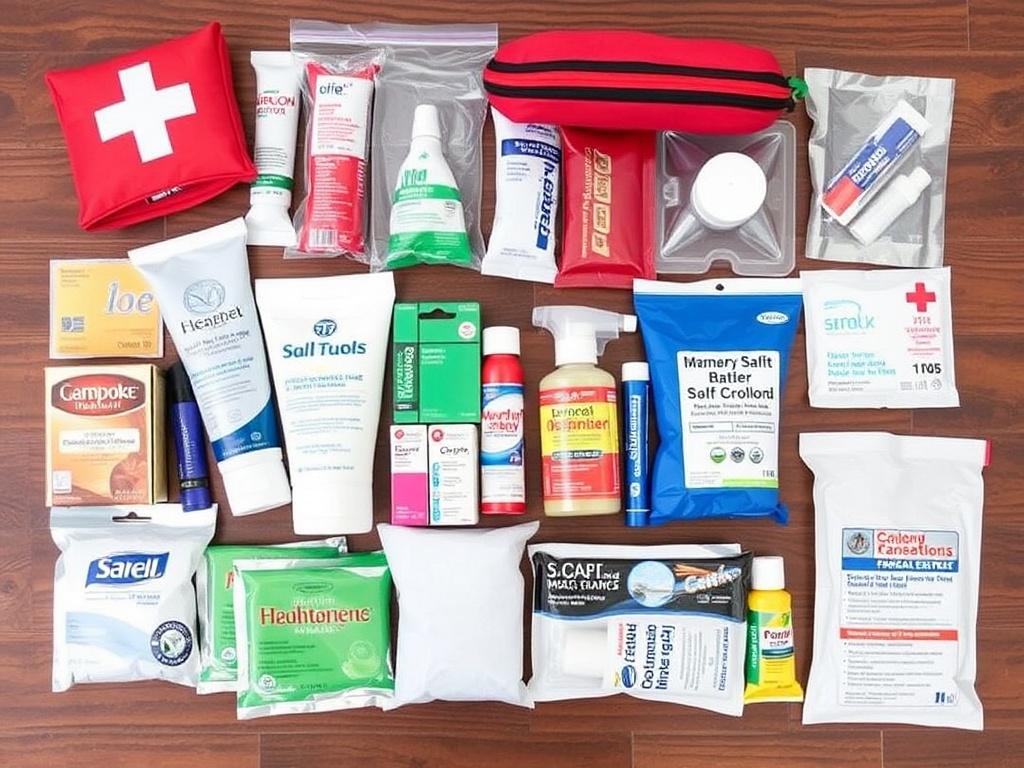     Reiseapotheke zusammenstellen: Was gehört hinein?. Preventive items: mosquito protection, sun care, and water safety