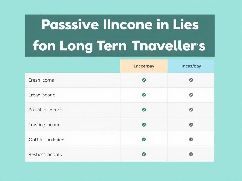     Passive Income Ideas for Long-Term Travelers. Example Comparison Table of Popular Passive Income Ideas for Travelers